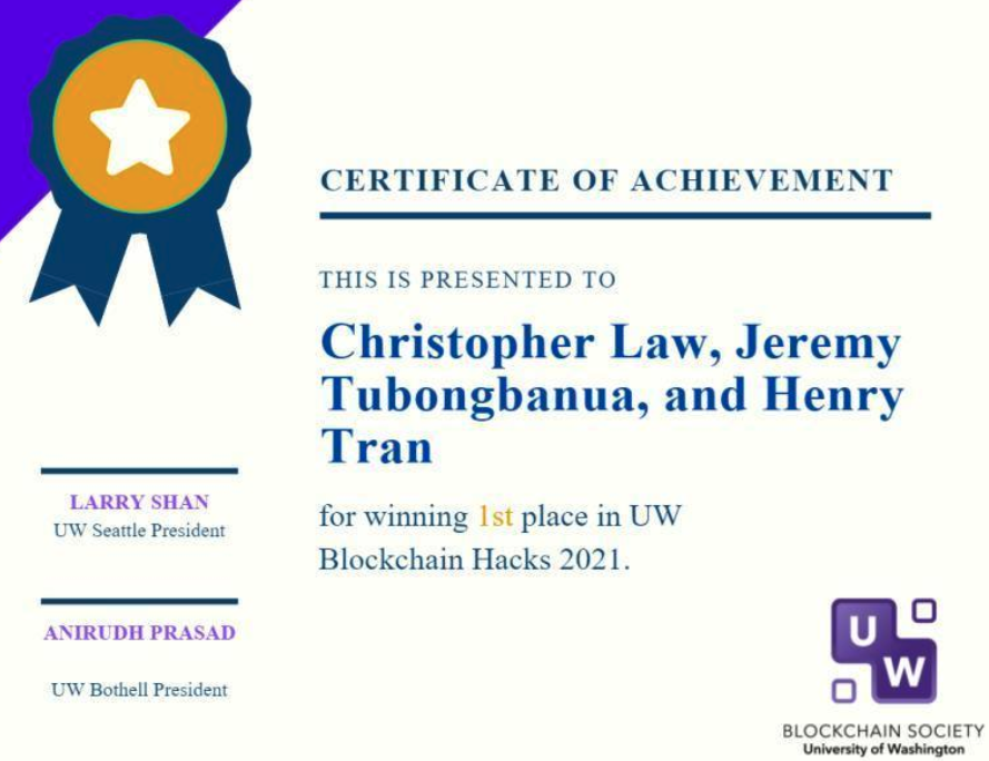 University of Washington Blockchain Hackathon 2021 Thumbnail